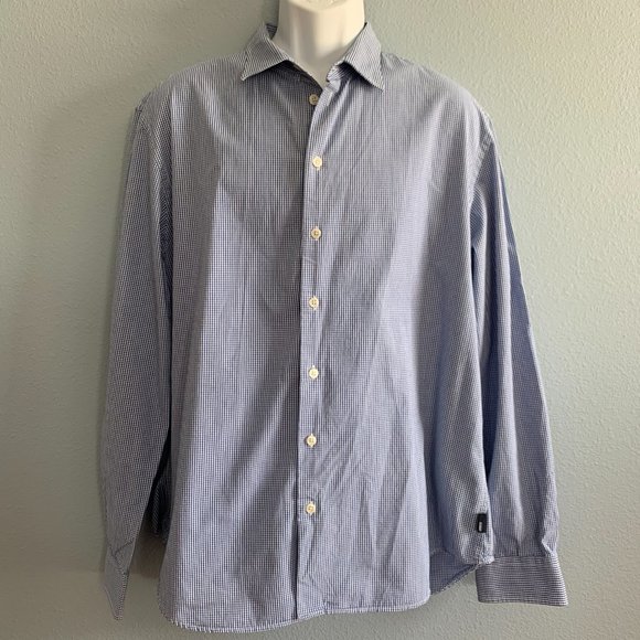 Armani Collezioni Other - Armani Collizioni Blue Gingham Plaid Dress Shirt